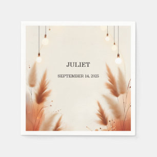 Serviette En Papier Rustic Boho Automne Ombre Fête des mariées Brown