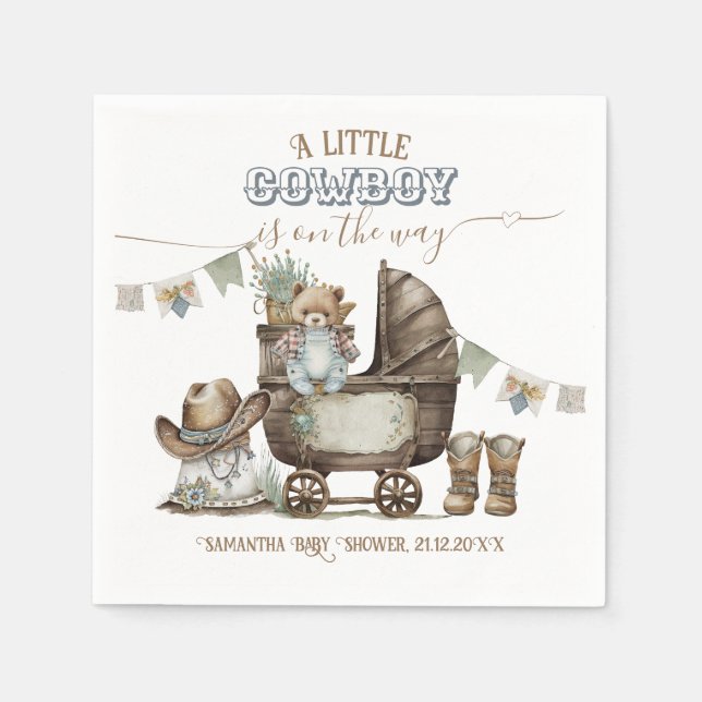Serviette En Papier Rustic Boho Country Wild West Boy Douche (Devant)
