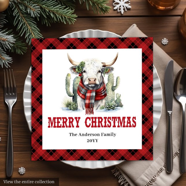Serviette En Papier Rustic buffalo plaid Christmas napkins for party (Rustic buffalo plaid Christmas napkins for party

)