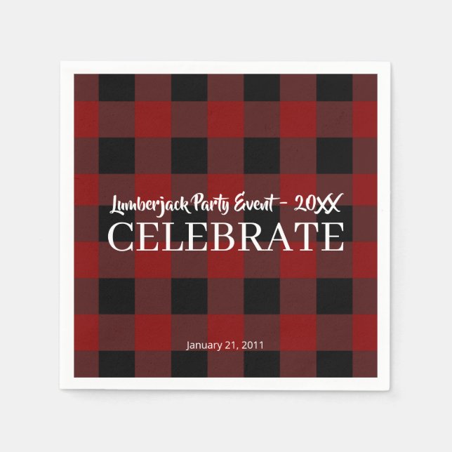 Serviette En Papier Rustic Buffalo Plaid Customisé Celebrate Event (Devant)