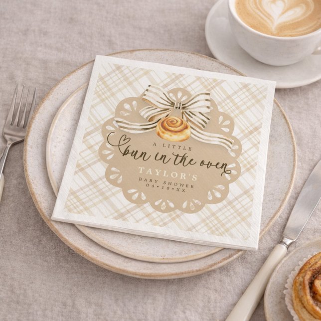 Serviette En Papier Rustic Bun in Oven Baby Shower Napkins (Paper Napkins)