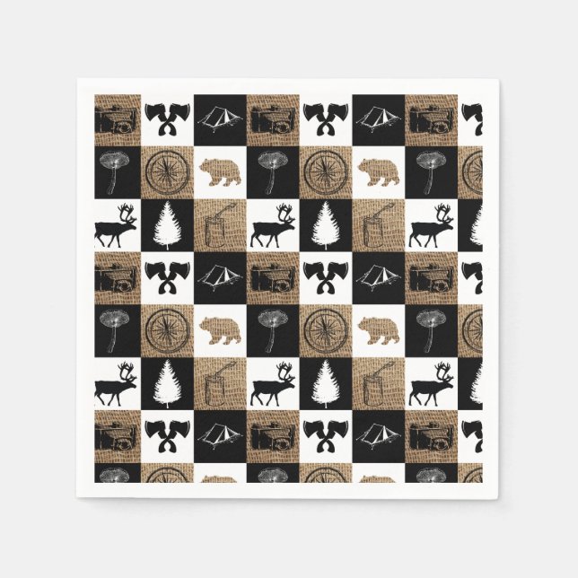 Serviette En Papier Rustic Camping Extérieur Aventure (Devant)