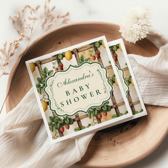 Serviette En Papier Rustic Citrus Strawberry Baby Shower (Créateur téléchargé)