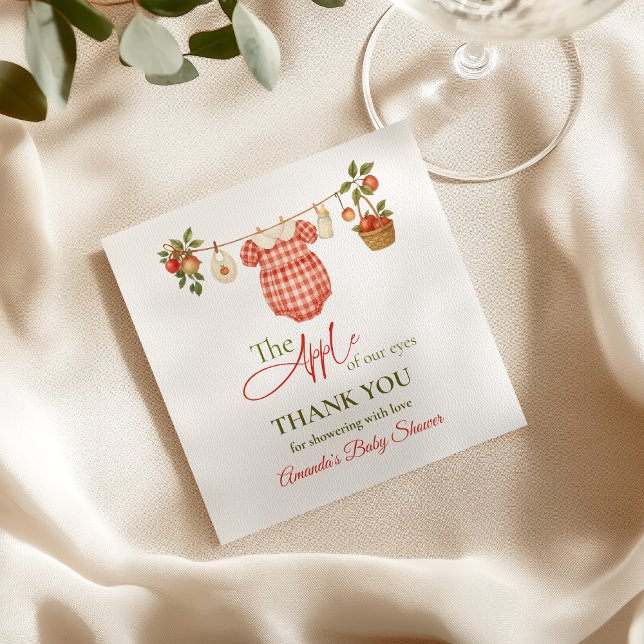 Serviette En Papier Rustic Clothesline Apple Locally Grown Baby Shower (Créateur téléchargé)