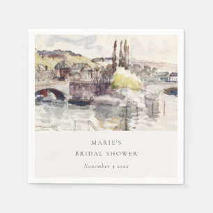 Serviette En Papier Rustic Country Bridge Fête des mariées riveraine