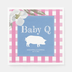 Serviette En Papier Rustic Country Floral et Cochon En vichy Babyq