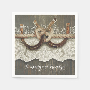 Serviette En Papier Rustic Country Horseshoe Mariage dentelle
