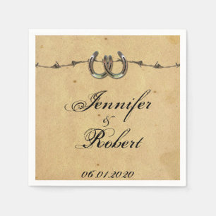 Serviette En Papier Rustic Country Horseshoes Mariage Barbed Napkin