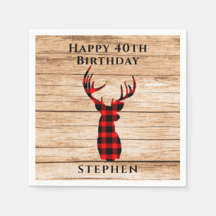 Serviette En Papier Rustic Deer Hunter Thème 40e fête d'anniversaire