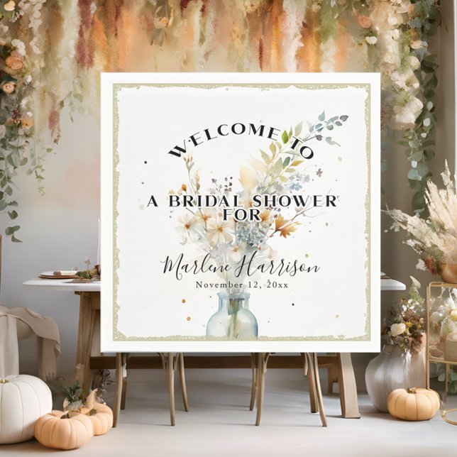 Serviette En Papier Rustic Fall Floral Fleurs sauvages Fête des mariée (Créateur téléchargé)