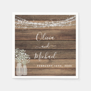 Serviette En Papier Rustic Farmhouse Baby's Breath Jar Mariage