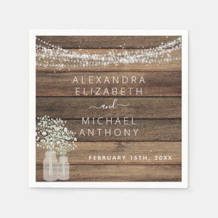 Serviette En Papier Rustic Farmhouse Baby's Breath Jar Mariage