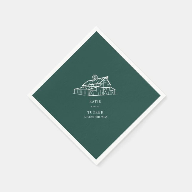 Serviette En Papier Rustic Grange Emerald Green Mariage de automne (Coin)