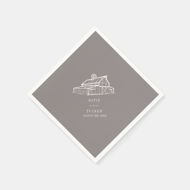 Serviette En Papier Rustic Gris Gris Grange Mariage de automne (Coin)