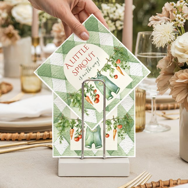 Serviette En Papier Rustic Locally Grown Neutral Sprout Baby Shower (Créateur téléchargé)