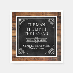 Serviette En Papier Rustic Man Myth Légende 75e anniversaire Noir