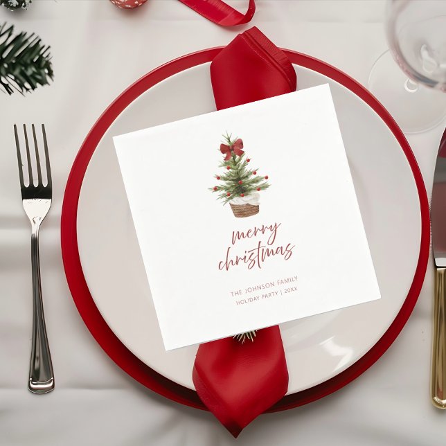 Serviette En Papier Rustic Mini Christmas Tree Holiday Party Napkins (Créateur téléchargé)