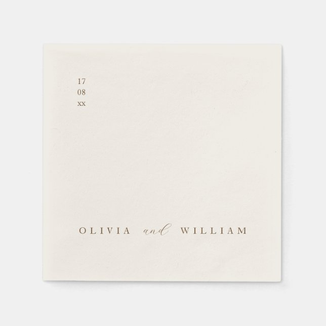 Serviette En Papier Rustic Modern Script Personalized Wedding Cocktail (Devant)