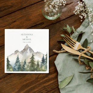 Serviette En Papier Rustic Mountain Forest Evergreen Tree Wedding