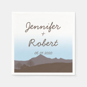 Serviette En Papier Rustic Mountain Watercolor Mariage Napkin