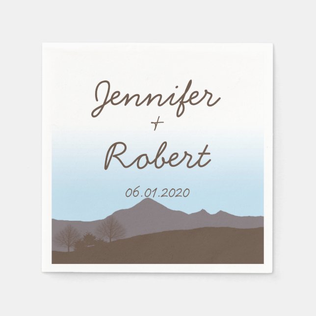 Serviette En Papier Rustic Mountain Watercolor Mariage Napkin (Devant)