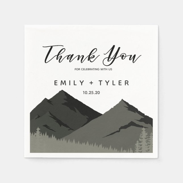 Serviette En Papier Rustic Mountain Woodland Forest Mariage personnali (Devant)