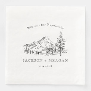 Serviette En Papier Rustic Mountain Woodland Mariage papier serviettes