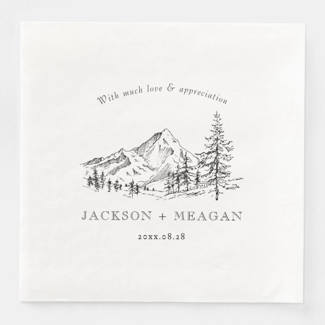 Serviette En Papier Rustic Mountain Woodland Mariage papier serviettes (Devant)