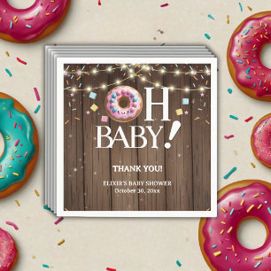 Serviette En Papier Rustic Oh Baby Donut & Sprinkle Baby shower Kawaii