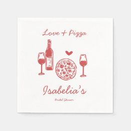 Serviette En Papier Rustic Pizza & Wine Bridal Shower
