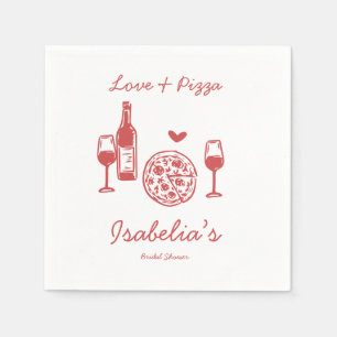 Serviette En Papier Rustic Pizza & Wine Enterrement de Fiançailles