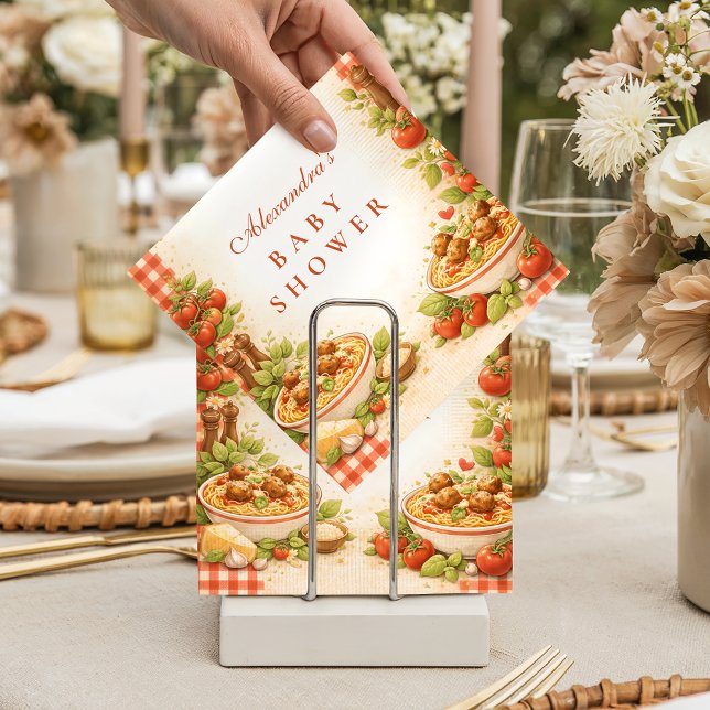 Serviette En Papier Rustic Red Gingham Little Meatball Baby Shower (Créateur téléchargé)