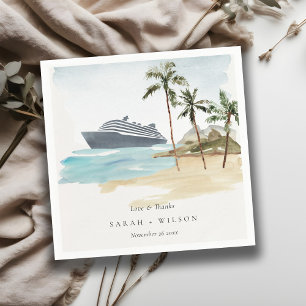 Serviette En Papier Rustic Tropical Beach Cruise Palm Mariage