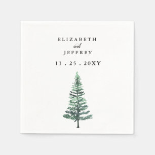 Serviette En Papier Rustic Watercolor Pine Forest Mariage d'hiver Napk