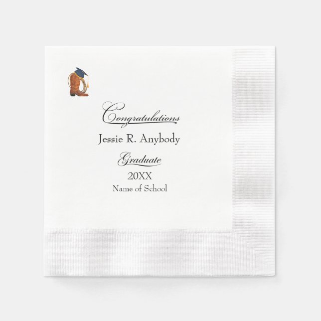 Serviette En Papier Rustic Western Graduation Party Paper Napkin (Devant)