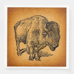 Serviette En Papier Rustic Western Wild Buffalo Bison Antique