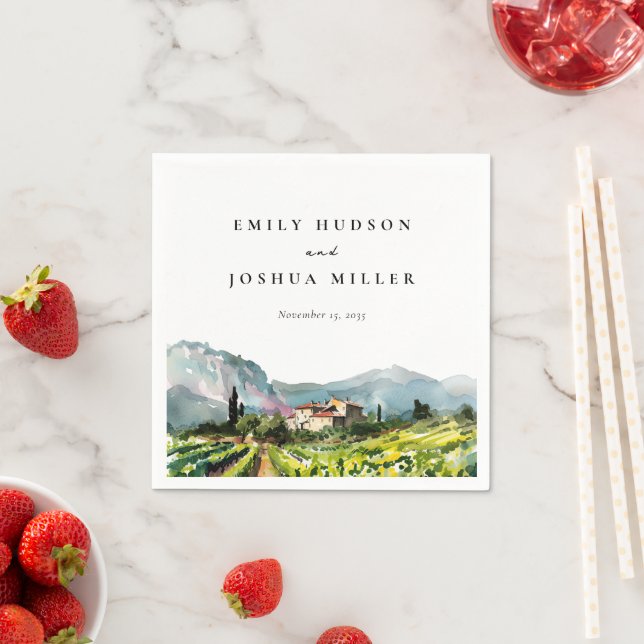Serviette En Papier Rustic Winery Mariage paysage (En situation)