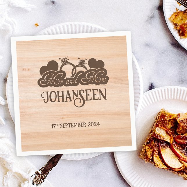 Serviette En Papier Rustic Wood M. et Mme Elegant Mariage de ferme (Créateur téléchargé)