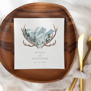 Serviette En Papier Rustique Antlers Mountain Boho Mariage