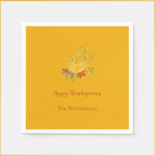 Serviette En Papier Rustique Automne Automne Couleur Citrouille Thanks
