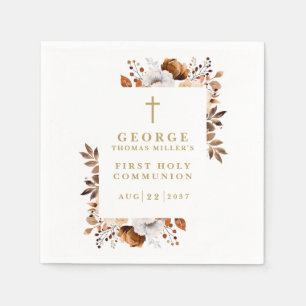 Serviette En Papier Rustique Automne Botanique Moderne Sainte Communio