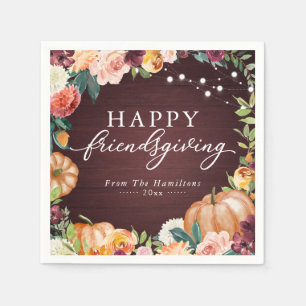 Serviette En Papier Rustique Automne Floral Friendsgiving Dîner Napkin