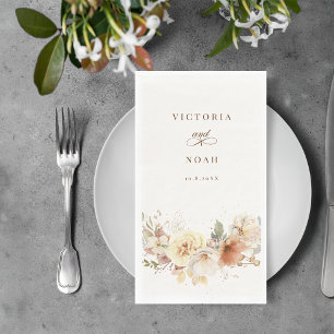 Serviette En Papier Rustique Automne Rose Aquarelle Botanique