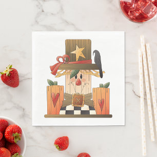 Serviette En Papier Rustique automne Scarecrow avec Citrouilles et Cor