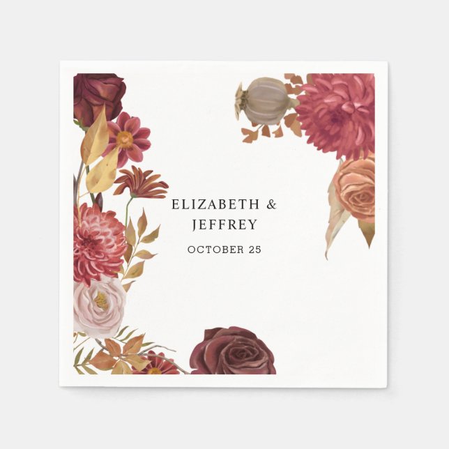 Serviette En Papier Rustique Botanique Mariage de automne d'automne (Devant)