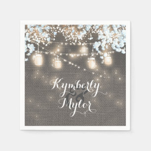 Serviette En Papier Rustique Burlap Lights Mason Jars Mariage