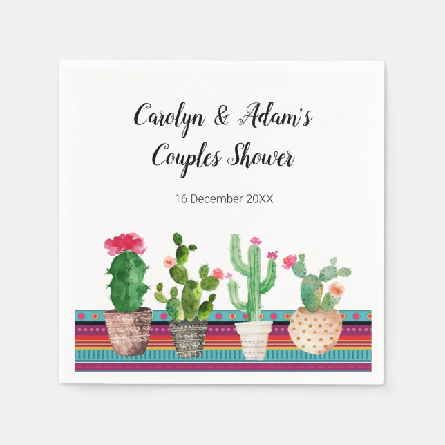 Serviette En Papier Rustique Cactus Couples Douche Napkin (Devant)