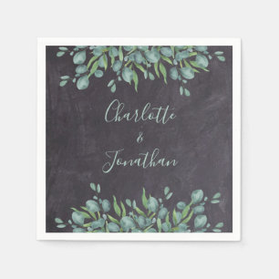 Serviette En Papier Rustique Chalkboard Eucalyptus Mariage de verdure