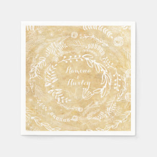 Serviette En Papier Rustique Chalkboard Floral Garland