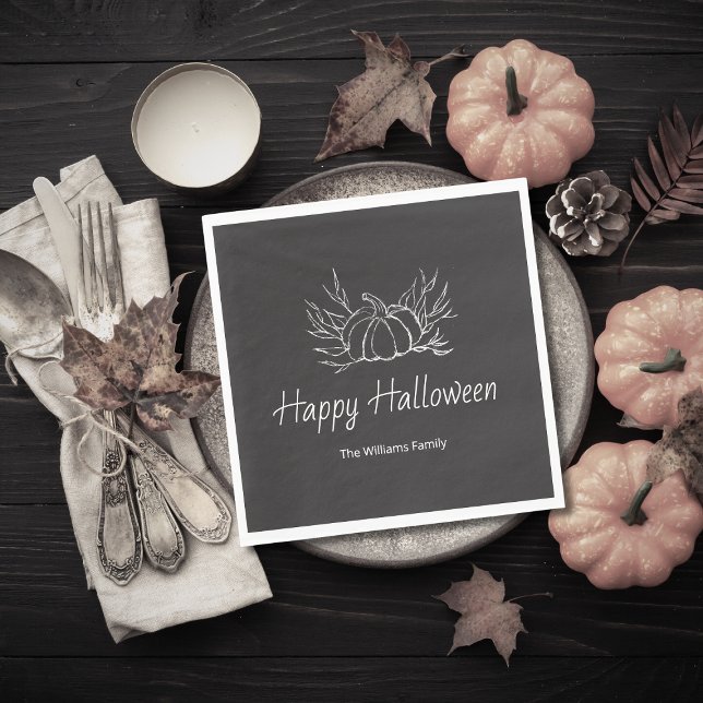 Serviette En Papier Rustique Chalkboard Halloween Party Simple Citroui (Créateur téléchargé)